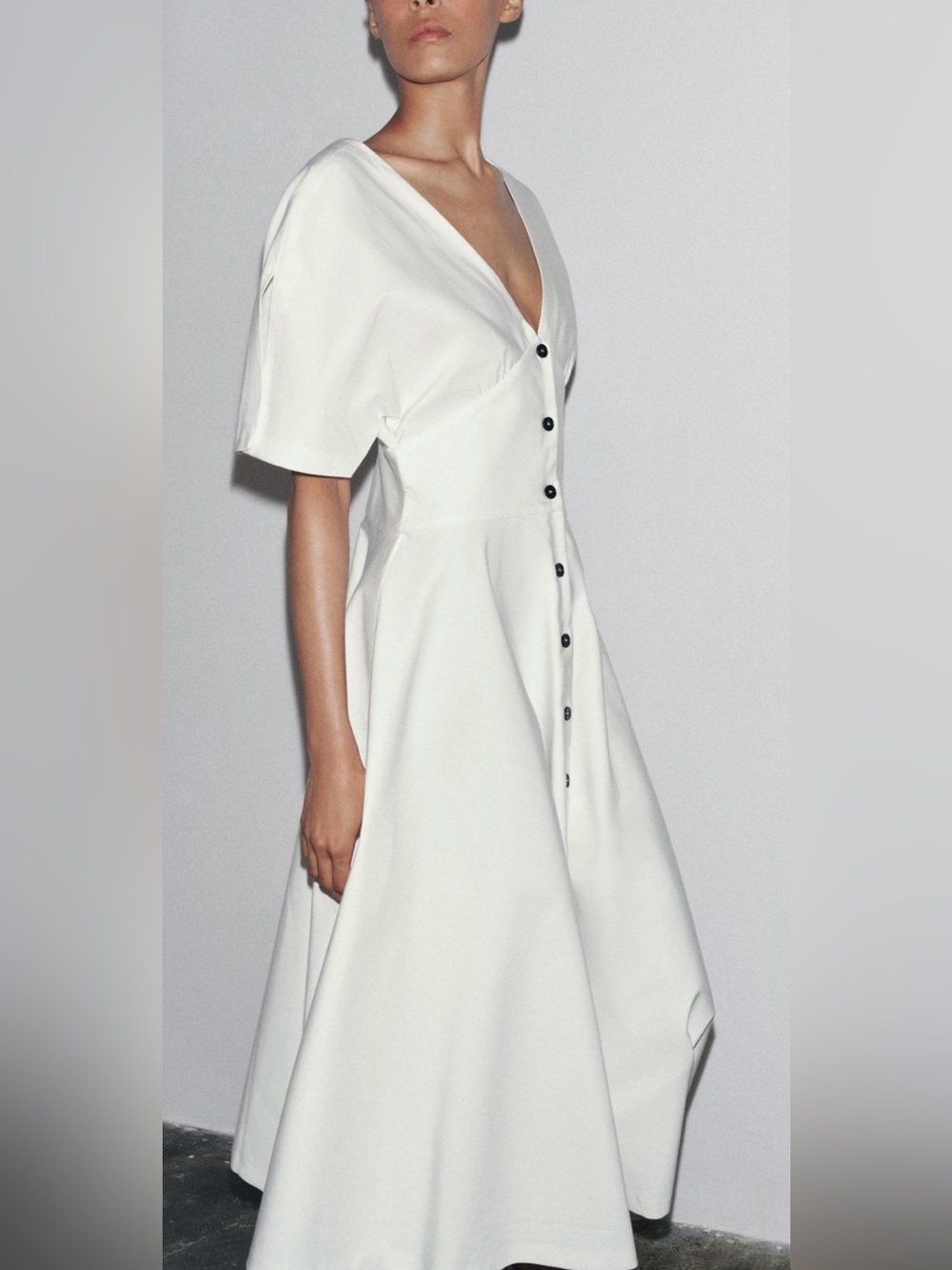 ZW Collection White Poplin Midi Button Dress M